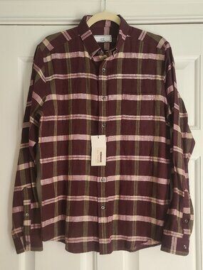 2014 Ami Paris Alexandre Mattiussi NWT Men's Sz 39 (S-M) Shirt Burgundy Plaid